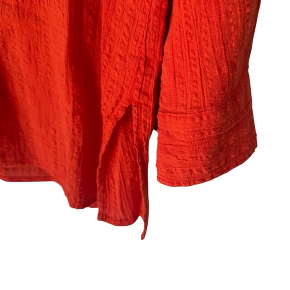 Chico's Sunset Orange Long Sleeve Button Front Cotton Gauze Blouse, Size 2 - Picture 5 of 7